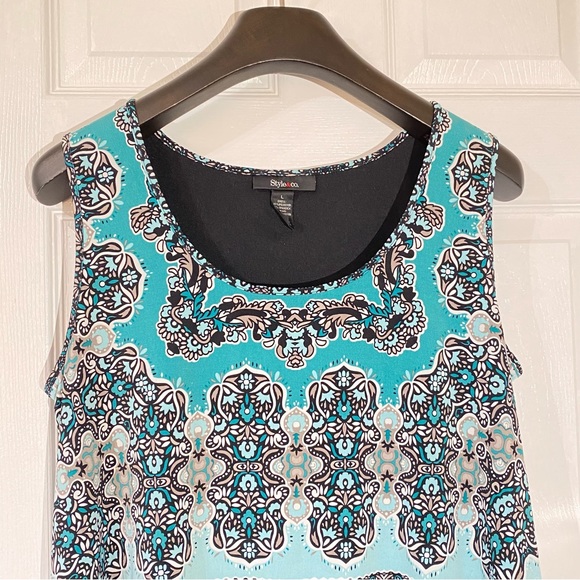 Style&co women’s Green, Black and gray sleeveless top Size L. - Picture 2 of 6